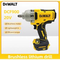 DEWALT DCF900B 20V MAX XR Klucz udarowy o wysokim momencie obrotowym 1/2 cala z pierścieniem zabezpieczającym, 4-biegowy przyrząd do demontażu opon (tylko narzędzie)