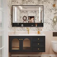 Organizer Solid Bathroom Cabinet Smart Mirror European Retro Washbasin Bathroom Vanity Cabinet With Sink Bathroom Furniture