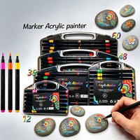 12-80 Colors Acrylic Paint Markers Set Soft Brush Tip Acrylic Markers Set Paint Pens for Wood Fabric Canvas Glass Rock Painting
