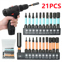 20/21PCS Magnetic Allen Wrench Drill Bit Set Metric & Imperial Impact Hex Head Screwdriver Bit Set 1/4 Inch Hex Hex-Shank Bits