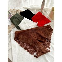 5-teiliger, sexy und atmungsaktiver Spitzen-Damen-Slip in verschiedenen Farben, Innenfutter aus reiner Baumwolle, einfache halbtransparente Unterwäsch