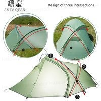 2 Person Ultralight Backpacking Tent 1.69kg 5000mm Waterproof 10D Nylon Triple Cross Pole Tent for Camping Hiking Trekking