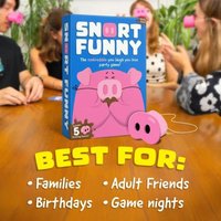 /The Oinkcredible “You Laugh You Lose” Party Game, Snorts-Funny Board Game for Family Friend, 5 Toy Pig Noses & Challenge Cards