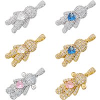 ZHUKOU Heartbeat 3D Small Figure Inlaid with Zirconia Cute Dolls Pendant Jewelry Wholesale:VD1553