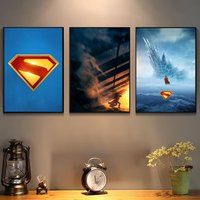 Superman Poster For Self-adhesive Art Waterproof Paper Sticker Coffee House Bar Room Wall Decor