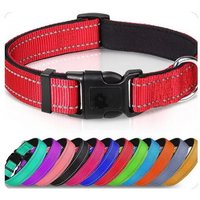 Reflective Dog Collar,Soft Neoprene Padded Breathable Nylon Pet Collar Adjustable for Medium Large Dogs, Neck 25-60 Centimeter