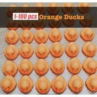 1-100 pcs Orange Rubber Ducks, Toys Squeaky Rubber Ducks Cute Float Duckies for Birthday Party Favors Class Prizes Car Decor