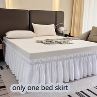 1pc fashionable and simple solid-color elastic lace wood ear bed skirt, bedroom, simple and comfortable, 100% polyester fiber