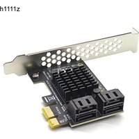 Chi – adapter SATA PCI-E do wykorzystania w systemach wydobywczych, 4 porty SATA 3.0 na PCIe X1 GEN3, karta rozszerzeń SATA 3 III PCI-e, karta PCI Express, układ ASMedia ASM1064.