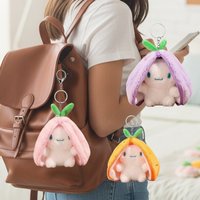 Soft Plush Doll Keychain Set Creative Design Rabbit Pendant for Children Easter Gifts Car Interior Accessories and Bag Charms