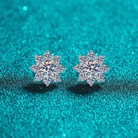Unique Style 18K White Gold and Platinum PT950 Snowflake Earrings for Women Moissanite Earrings for Girlfriend