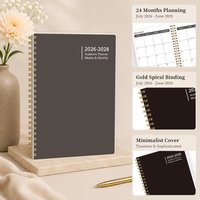 1PC July 2026-June 2028 Monthly Planner, A5 Spiral Bound 24-Month Academic Planner with Reference Calendars and Notes