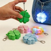 Novelty Four-Leaf Clover LED Keychain with Clickable Buttons for Stress-Free Living