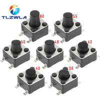 50PCS 4.5X4.5 Push Button Switch SMD 4.5X4.5X3.8 Light Touch Switch 4.5*4.5*4.3/5/6/7/8/9/10/11/12/13MM The Power Switch 4Pins
