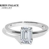Kirin Palace 3CT Moissanite Ring for Women White/Yellow/Rose Gold 7*9 Emerald Cut D/VVS1 Solitaire Ring for Engagement Wedding