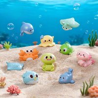 10PCS PVC Cute Sea Animal Figurines Kawaii Marine Creature Miniatures for Micro Landscape DIY Craft Decor Ornaments