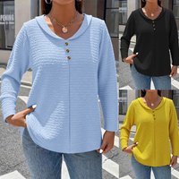 Plus Size Women's Solid Color Button-Up Long-Sleeved Elegant Casual Splice T-Shirt Fashion Autumn Oversized Clothing 2025 New