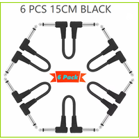 3/6 Pack 6In Guitar Patch Cables,Black/Colorful Guitar Pedal Cable Effect Cable Cord,1/4"inch TS Right Angle Guitar Patch Cable