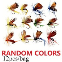12pc Premium Fly Fishing Flies Kit Hand-Tied Lures for Trout, Bass, Salmon Effective in Saltwater and Freshwater