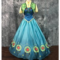 Movie Fever Ice Snow Princess Anna Cosplay Costume Dress Fancy Halloween Party Dresses For Adult Gril Women