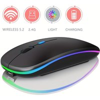 Ultra-Slim Wireless Rechargeable Mouse with LED Lighting, Dual Mode (BT & 2.4G), Compatible with iPad, Laptop, PC, Mac, Windows