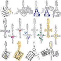 925 Sterling Silver Charm Jesus Cross Virgin Mary Bible Verse Pendant for Women Fit Original Bracelet Necklace DIY Accessories