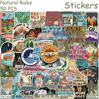 50pcs Cartoon Graffiti Natural Rules Stickers Decals For Laptop Scrapbook Refrigerator Skateboard Guitar DIY Aesthetic Stickers
