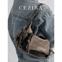 Women Retro Cool Preppy Street Style Shoulder Bag Washed PU Vegan Leather Vintage Functional Practical Cross body Handbag Casual