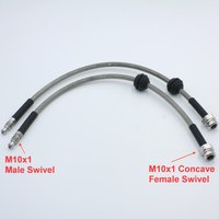 1 Pair Stainless M10x1 Female Conc Swivel + Male Conv M10x1 AN3 Braided Universal Hydraulic Brake Hose Clutch Oil Line