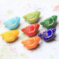 4PCS Three Dimensional Bird Glazed Charms Beads for Jewelry Making Bracelets Necklace Supplies DIY Glass Accessories 22*11mm