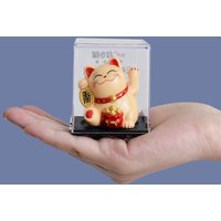 Solar Automatic Waving Lucky Cat Vivid and Lovely Home Desktop Ornament for Women Men Home Office Decor