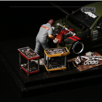 Diorama 1:64 Scale Garage Scene Accessory Set: Workshop Double Tool Cart Display Scene Model Props