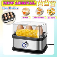 Egg Boiler, 350W Compact Egg Cooker Multi-Functional, 6-Eggs Easy to Peel, Soft, Medium, Hard Boiled, Buzzer, Indicator Light