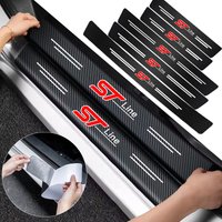 1/4/5Pcs Car Door Sill Scuff Plate Decor Carbon Fiber Stickers For Ford STline Focus Fiesta Edge Mondeo Explorer Transit Escape