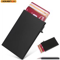 HOMEFISH Portable Metal Card Holder, Slim Mini Wallet, Simple Coin Purse for Men and Women