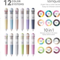 LANGUO Multicolor Pens 28/30 Colors 10-in-1 Colored Ballpoint Pen 0.8mm Fine Point Smooth Writing Retractable Ballpoint Pen
