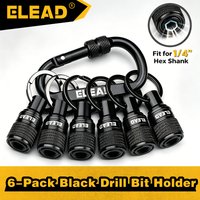 ELEAD 6Pcs 1/4" Hex Shank Drill Bit Holder Extension Rod, Quick Change Key Chain Socket Adapter Portable