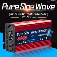 Wechselrichter 12V 220V 2000W 3000W 4000W DC 12v/24v zu AC 220v/110v reine Sinus Welle Netzteil Spannungswandler Auto Solar Inverter