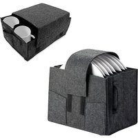 Durable thick felt storage bag, layered partition design. Practical organizer for camping, RV kitchen tableware arrangement