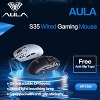 AULA S35 Wired Gaming Mouse with 7200 DPI RGB Lighting Ergonomic Design for Esports and PC Gaming