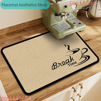 Coffee Bar Printed Coffee Time Absorbent Draining Mat Super Antiskid Espresso Machine Pad Barista Coffeeware Tamping Mat