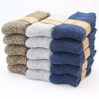 Winter-Herren-Socken aus Merinowolle, super dick, warm, hochwertig, Harajuku, Retro, Schnee, lässig, Frostschutzmittel, 5 Paar