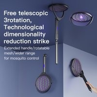 3 in 1 Electric Mosquito Killer Lamp Racket Foldable Mosquito Killer 2400V USB-C Rechargeable Electric Fly Swatter UV Light