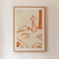 Modern,Retro Stealing Dog Coffee Abstract Wall Art Print Canvas Painting Poster Picture For Bedroom,Living Room Home Decor