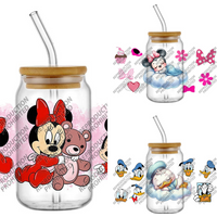 New Baby Sleeping Mickey 3D Decal UV DTF Cup Wraps for 16oz Waterproof Transfer Sticker Glasses Mug DIY Cartoon Wrap Sticker