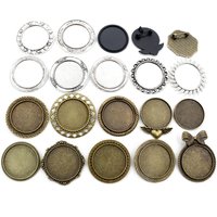 5pcs/lot 30mm Inner Size Black and Antique Silver Plated And Bronze Colors Brooch Pin whirlwind Style Cabochon Base Setting