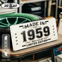 2D Flat - 【2D Flat】 1pc Vintage Metal Aluminum Sign Decoration | 2D Flat, Made in 1959, 12'' × 6'' Retro Decorative Plaque for L