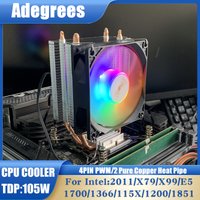 X99 CPU Air Cooler 4PIN PWM 2 Heat-pipes RGB CPU Fan for LGA 1366 1150 1155 11561200 1700 X79 2011 AM2 AM3 AM4 AM5 PC Radiator