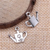 IFOCUS 10pcs/Lot Small Shower Kettle Charms For DIY Jewelry Making Zinc Alloy 15x18mm/0.59x0.71inch