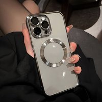 Luxury Plating Magnetic Phone Case For iPhone 16 15 14 13 12 11 17 Pro Max Air Plus Cases Wireless Charging Clear Soft TPU Cover